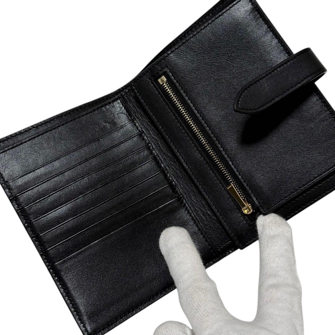 CELINE 現行 ミディアム ストラップ レザーウォレット 二つ折り財布 黒