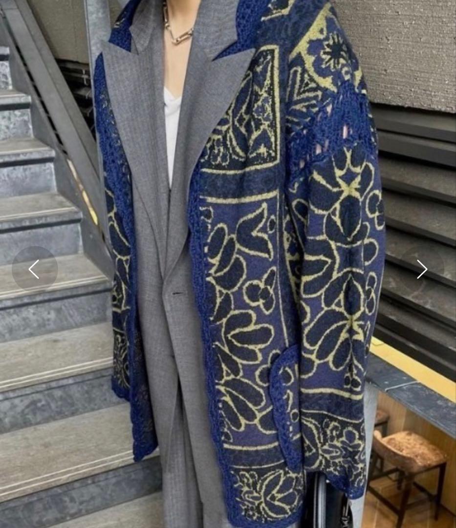 【Ameri vintage】RUG PATTERN KNIT JACKET