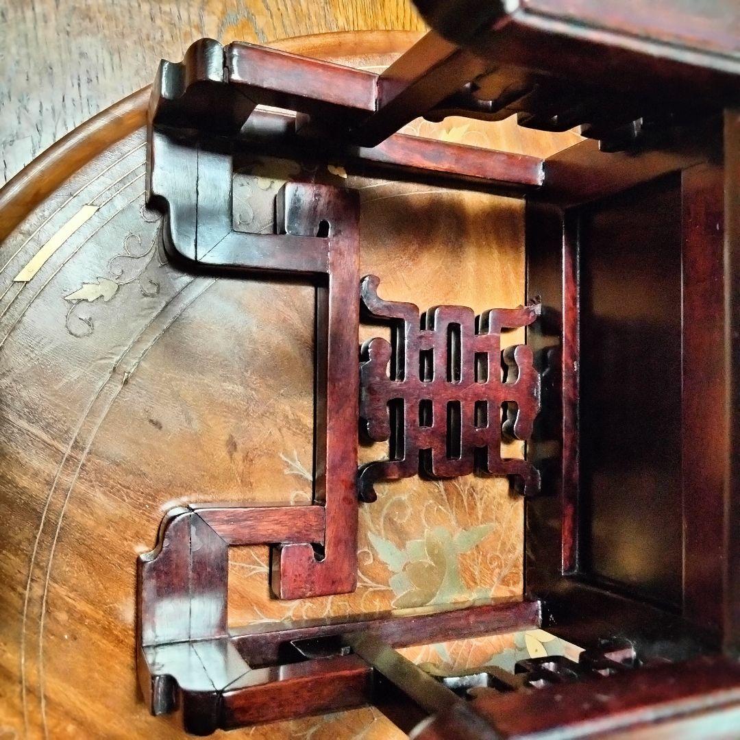 花台 中国 唐木　花台飾台　香炉台　盆栽台　正方卓 中国美術　訳アリ品