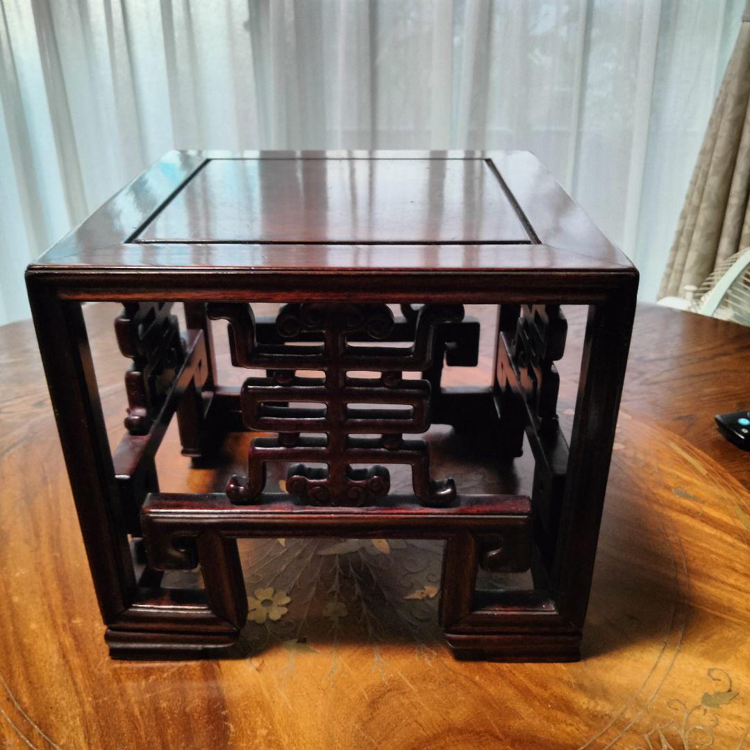 花台 中国 唐木　花台飾台　香炉台　盆栽台　正方卓 中国美術　訳アリ品