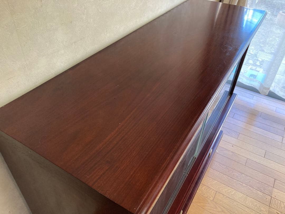 ななえリビングボード　キャビネット　食器棚　昭和レトロ　アンティーク　中古