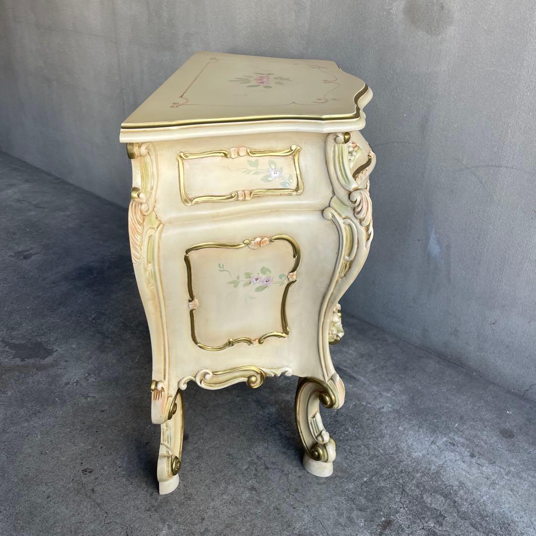 ナイトテーブル　3段チェスト　ロココ様式　姫系　オールドビンテージ