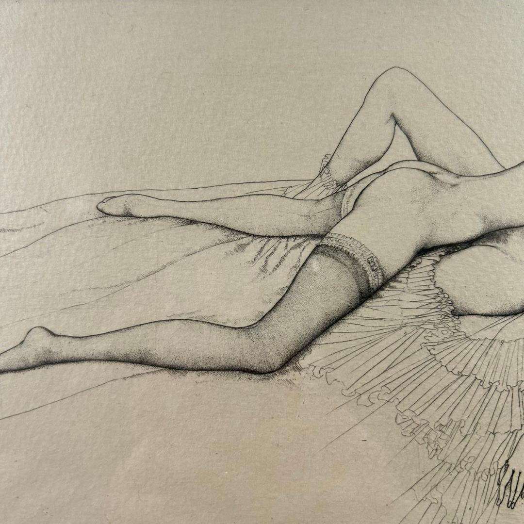 山本六三「女友達III」エッチング 銅版画 直筆サイン 1979年 限定50部