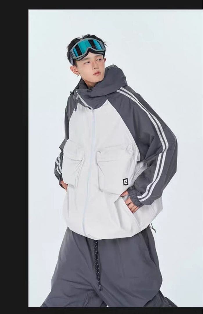 スノーボードウェア グレーとホワイト グラトリ 韓国
