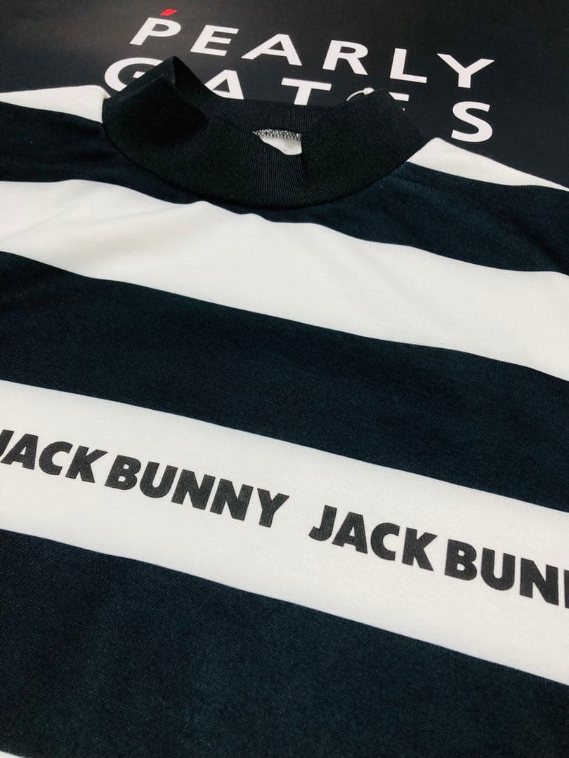 新品 パーリーゲイツ ジャックバニー 裏毛起毛 プルオーバー(6)サイズLL白黒