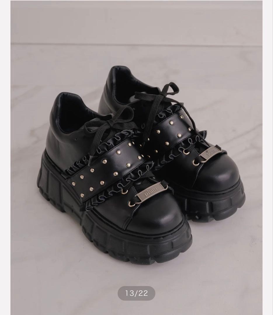 pium フリルベルトボリュームスニーカー(ブラック・M)