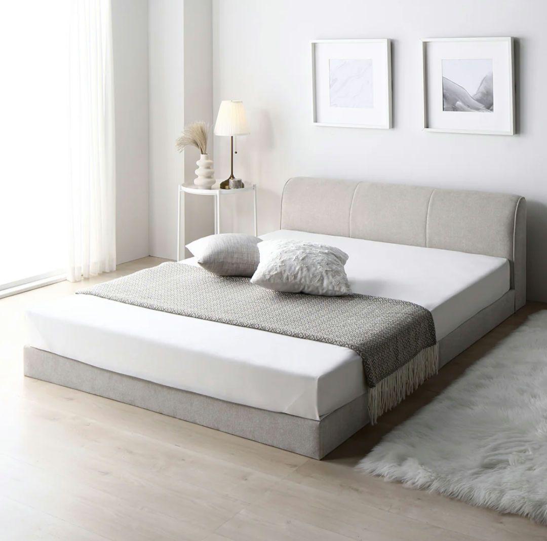 RASIK ファブリックベッド ローベッド ベージュ セミダブル