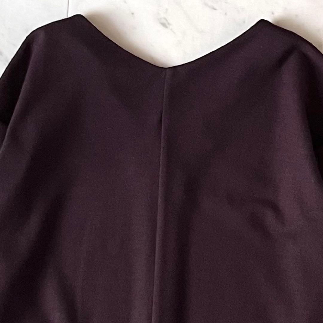 美品♪セオリーリュクス ウールVネックワンピース 38 バーガンディ 日本製