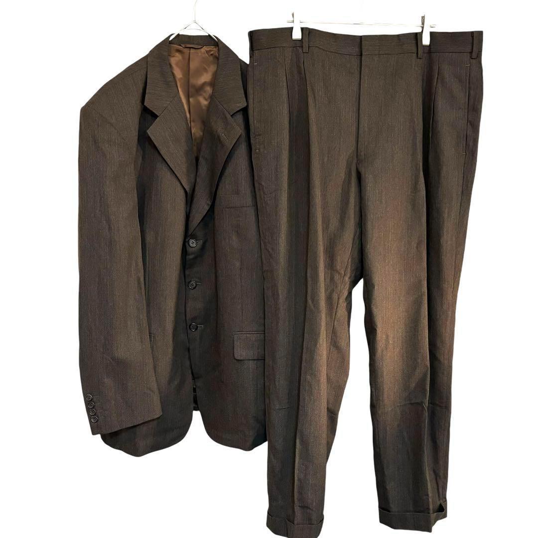 ヴィンテージ　スーツ　セットアップ　90s　セレモニー　成人式　ダークブラウン