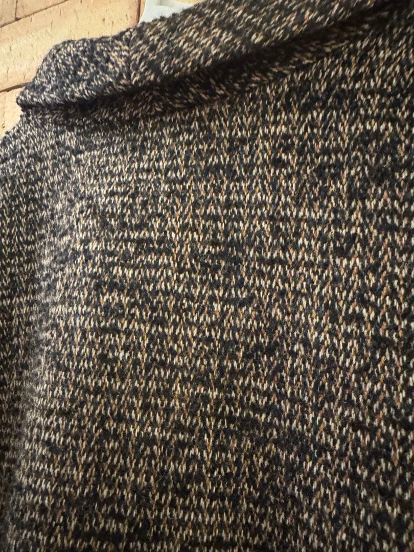 【mannine】裏地アート柄 ウール混ツイードコート Mサイズ