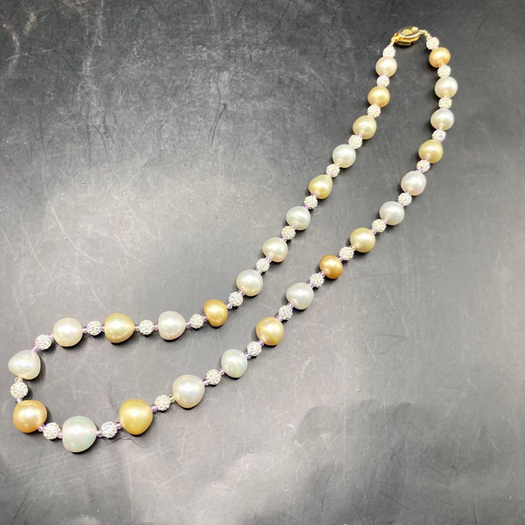 B【美品】南洋パール バロック　真珠　ネックレス マルチカラー