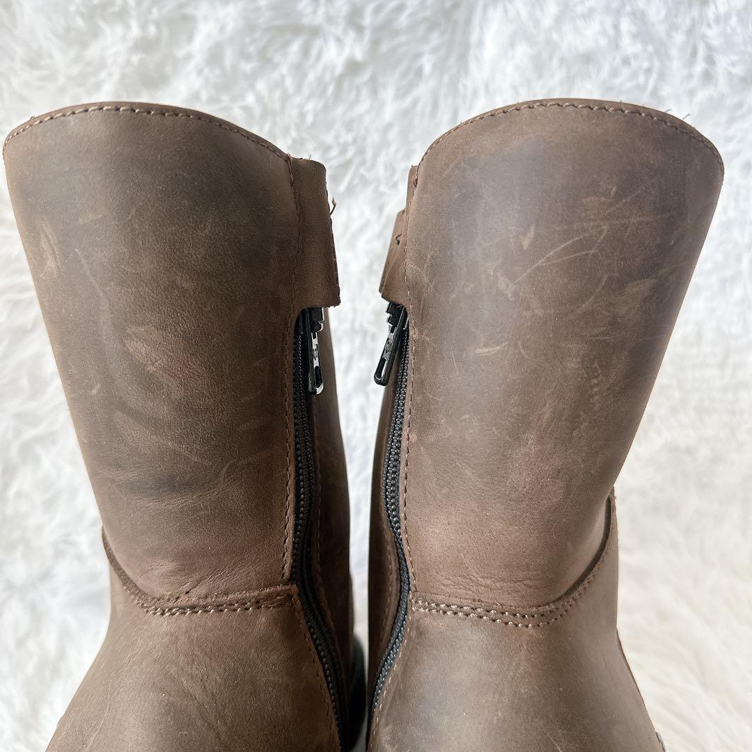  Motorrad ブラウン レザー ライティングブーツ バイクブーツ