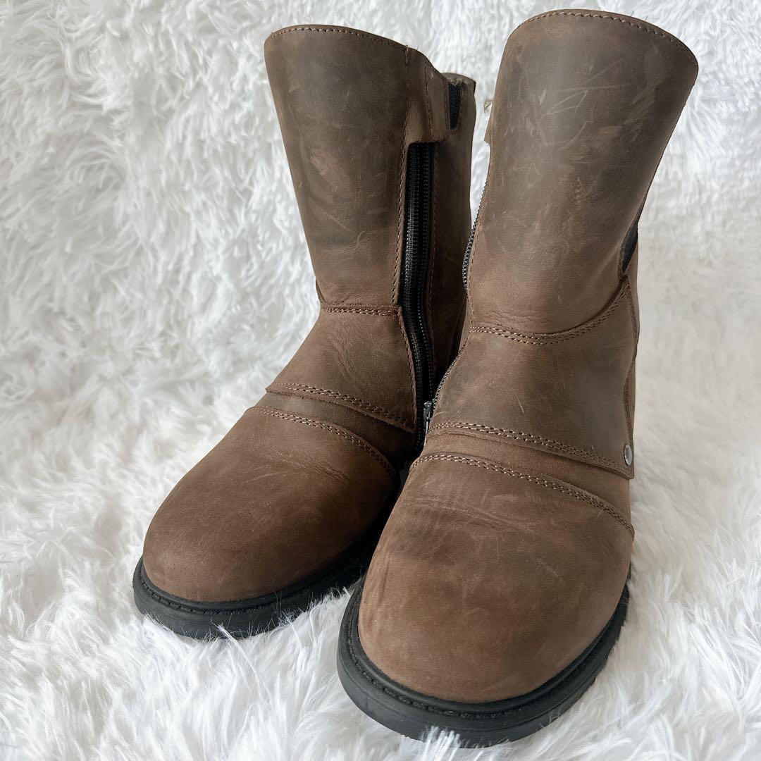  Motorrad ブラウン レザー ライティングブーツ バイクブーツ