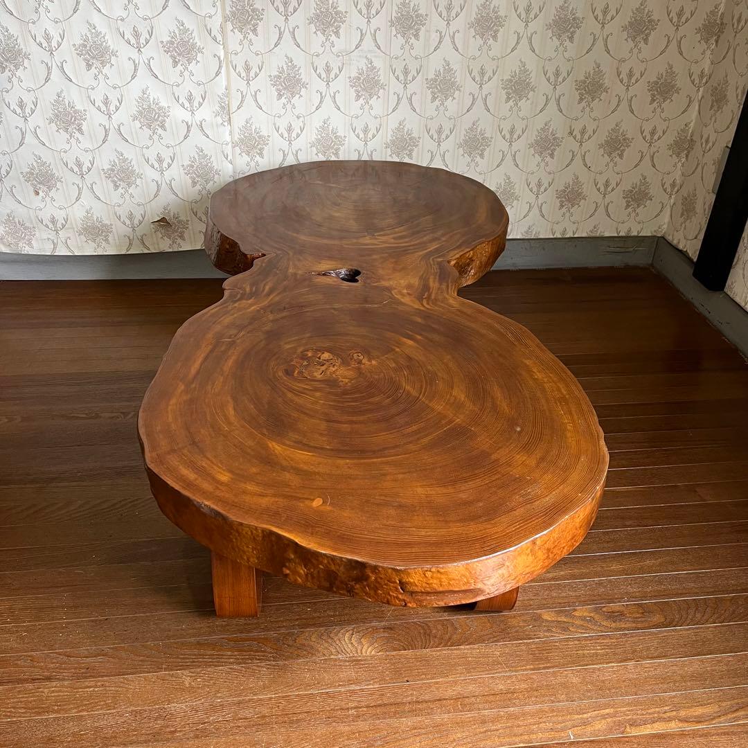 【アンティーク】天然木 一枚板 座卓 ローテーブル 切り株 銘木 無垢材 古家具