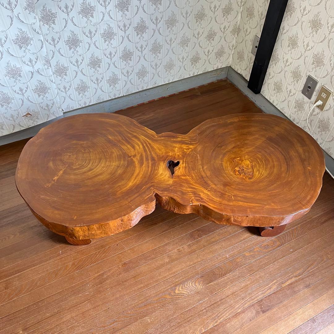 【アンティーク】天然木 一枚板 座卓 ローテーブル 切り株 銘木 無垢材 古家具
