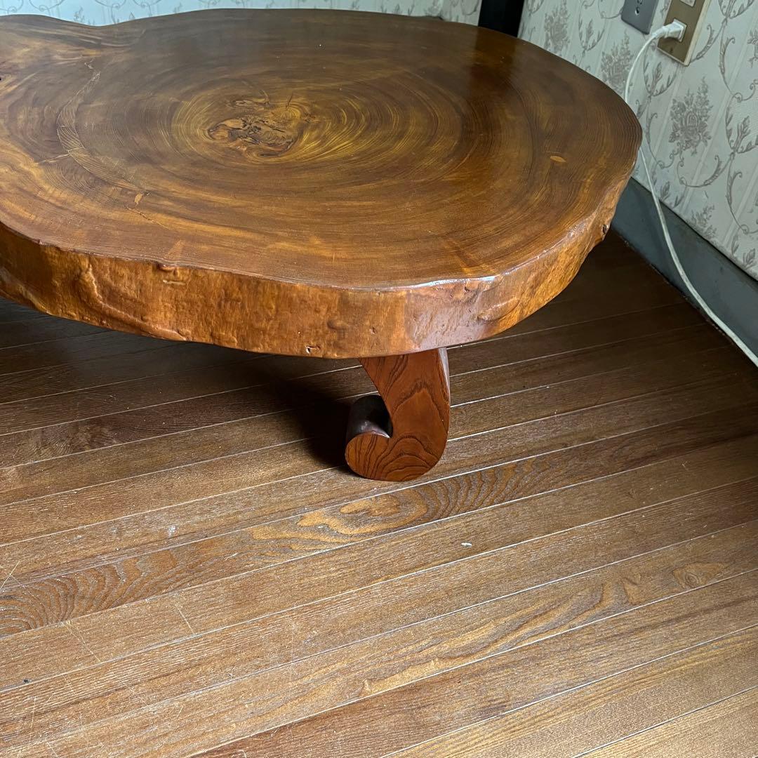 【アンティーク】天然木 一枚板 座卓 ローテーブル 切り株 銘木 無垢材 古家具