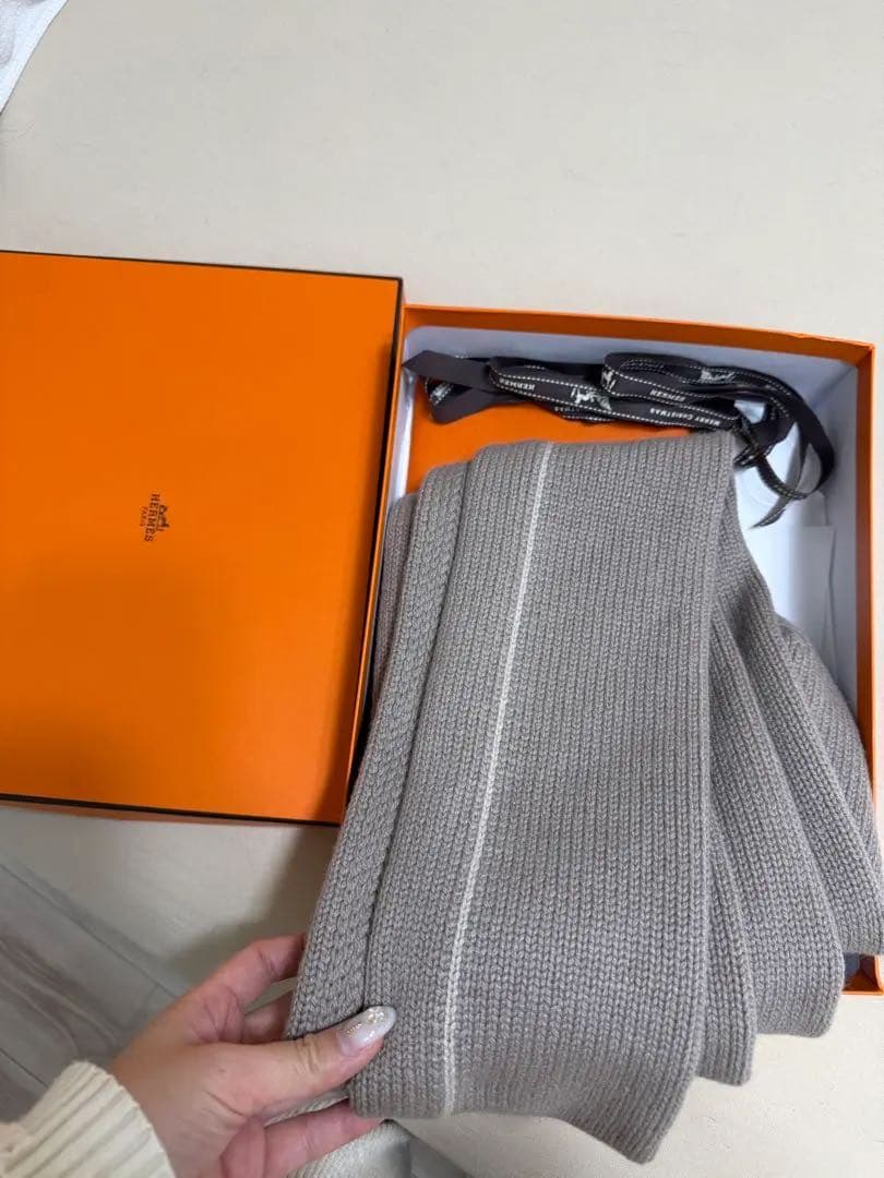 K*】様 【値下げ】エルメス　2025年　ニットマフラー マイヨン・トラセ　カシ