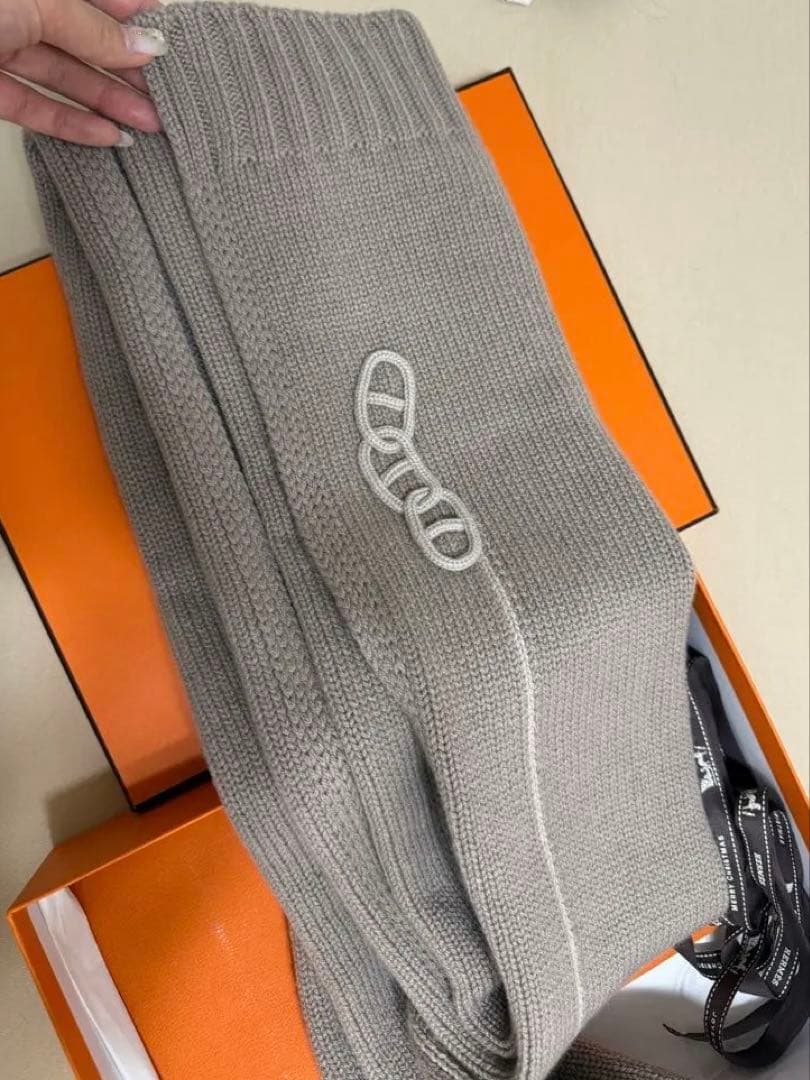 K*】様 【値下げ】エルメス　2025年　ニットマフラー マイヨン・トラセ　カシ