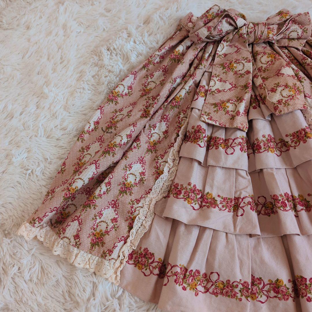 イノセントワールド　ポンパドゥール　スカート　フリル　ウエストリボン　ピンク