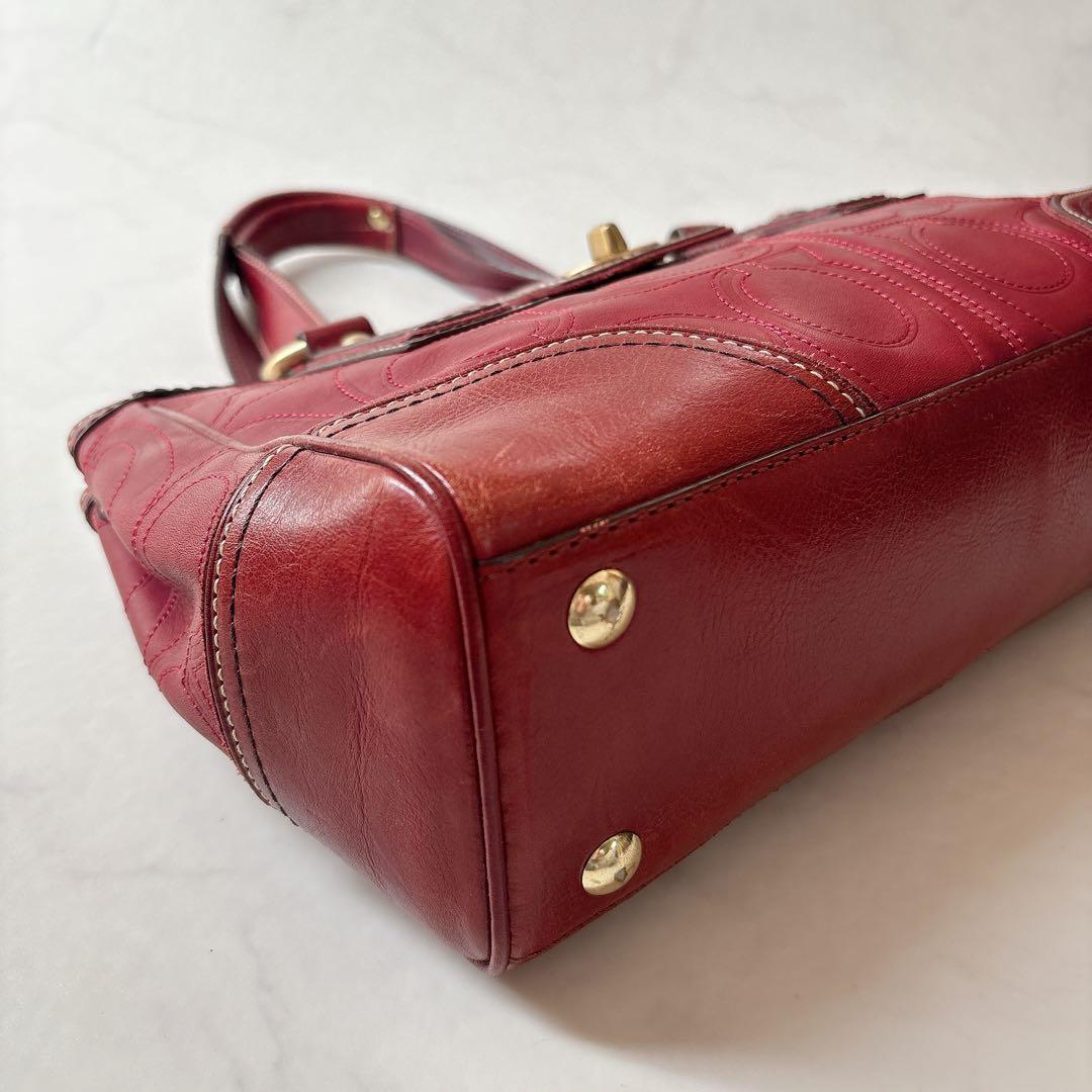 00s COACH レガシー シグネチャー エンボス レザー ショルダーバッグ