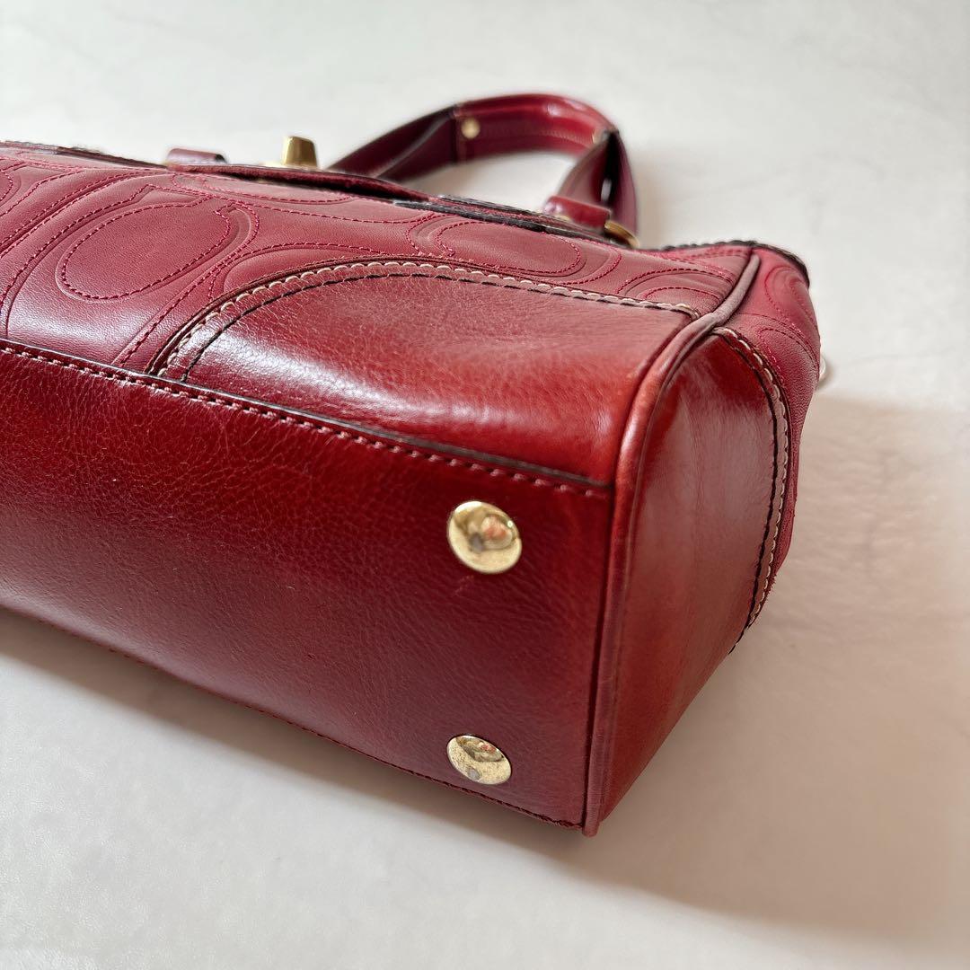 00s COACH レガシー シグネチャー エンボス レザー ショルダーバッグ