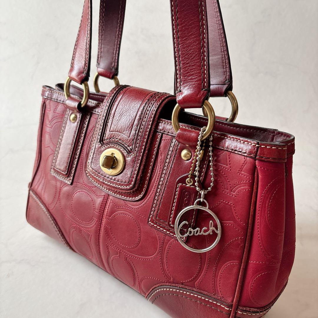 00s COACH レガシー シグネチャー エンボス レザー ショルダーバッグ