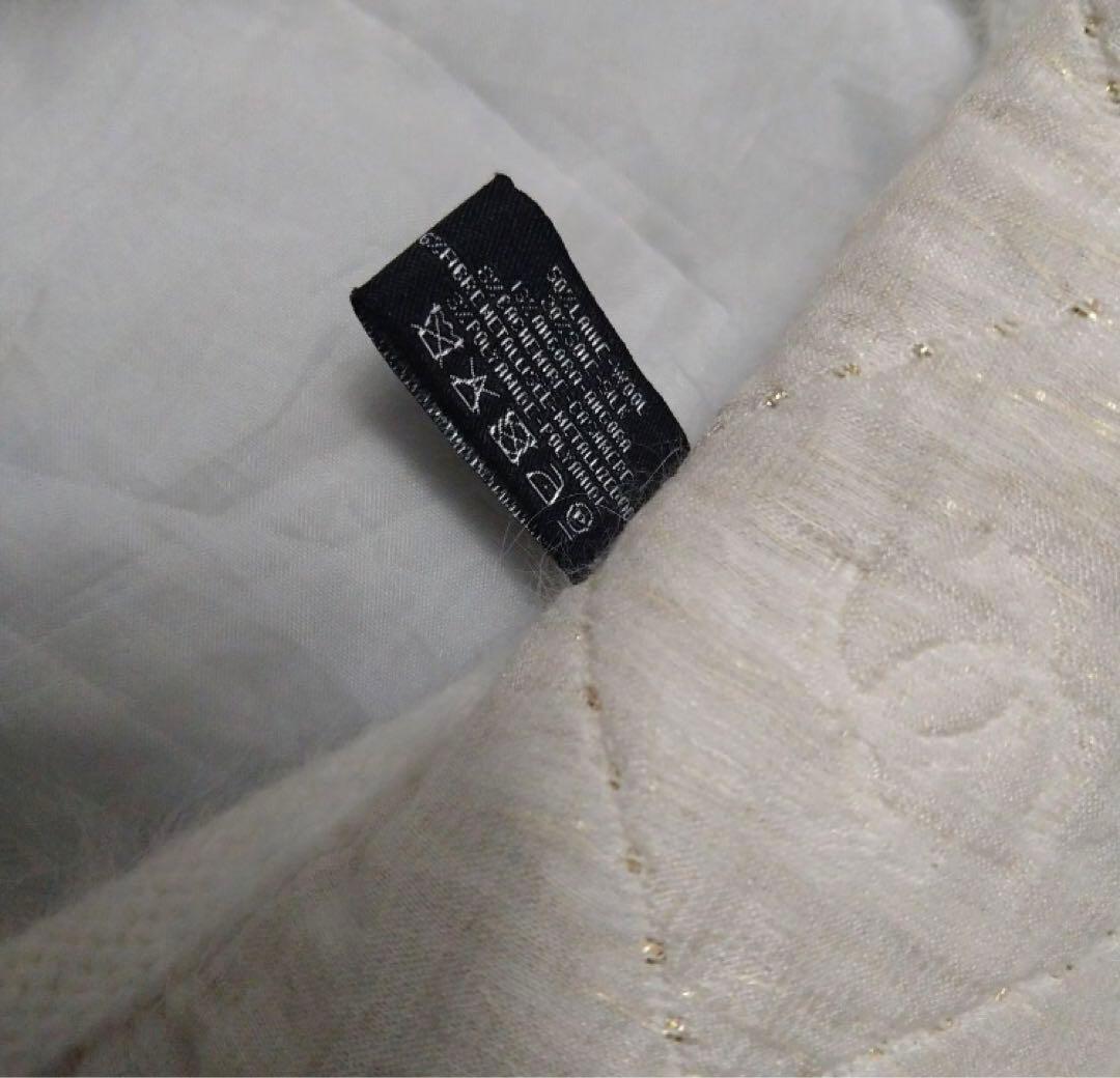 CHANEL キルティングマフラー ホワイト・ゴールド・金