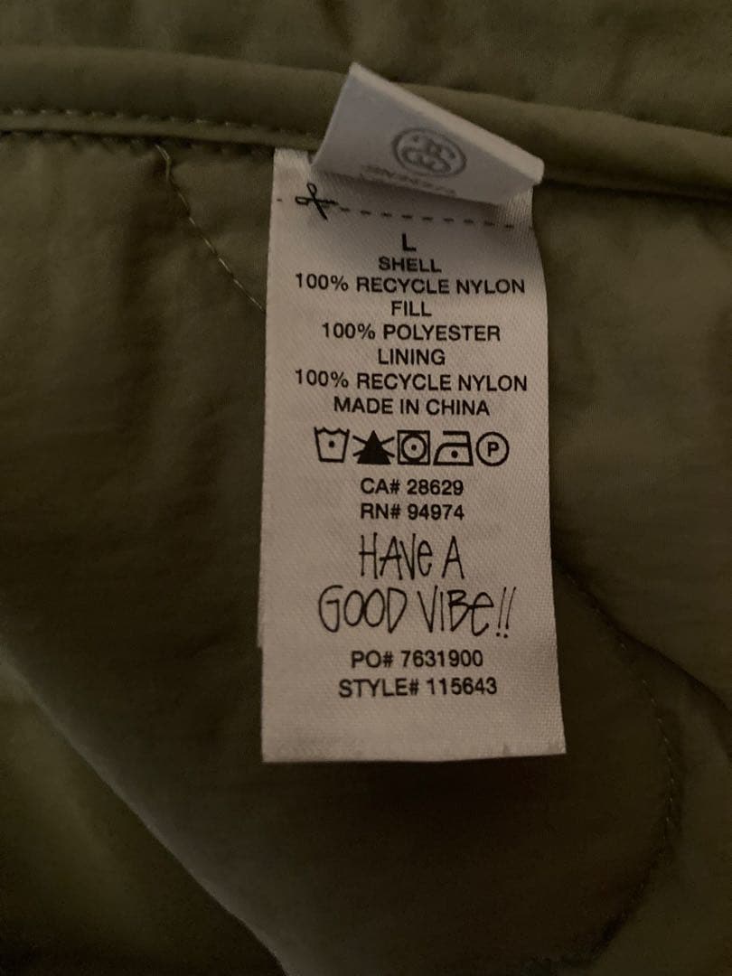 美品✨STUSSY RECYCLED NYLON LINER VEST L