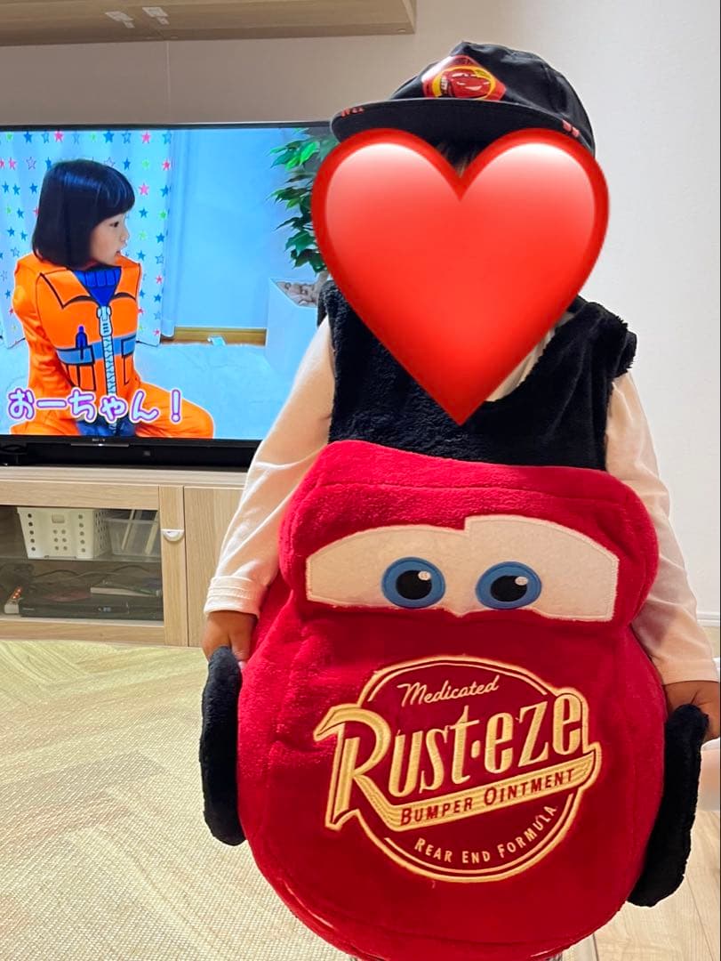 カーズ　マックイーン　コスプレ　着ぐるみ帽子セットSサイズ　90〜100cm