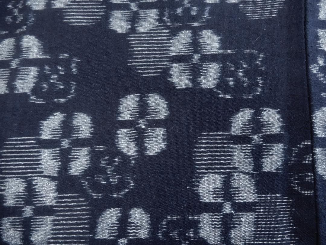 木綿・弓浜絣単衣着物・手織り藍染 ・地厚