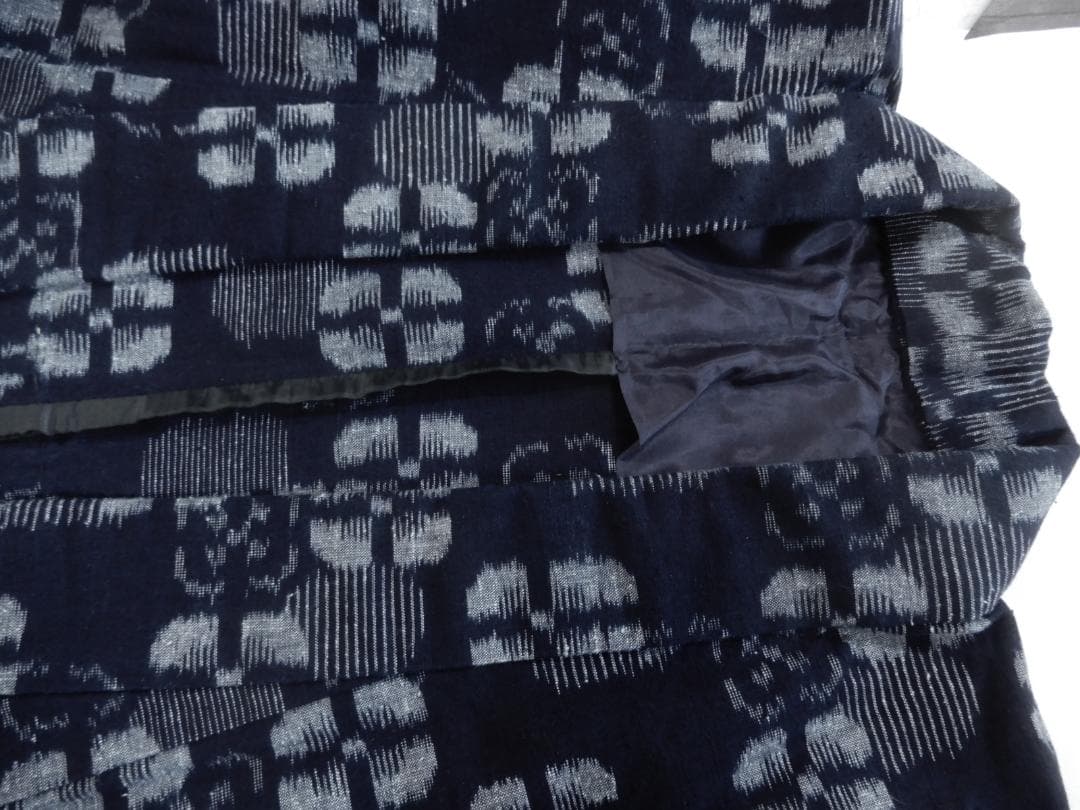 木綿・弓浜絣単衣着物・手織り藍染 ・地厚
