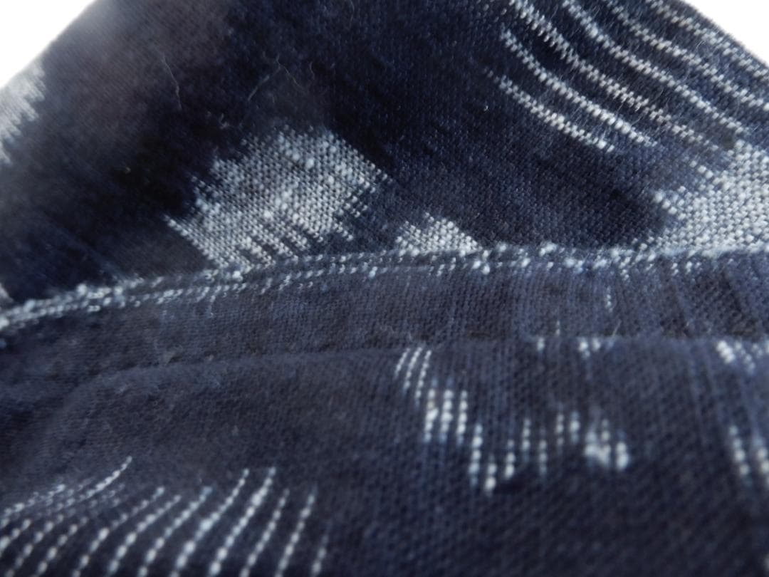 木綿・弓浜絣単衣着物・手織り藍染 ・地厚