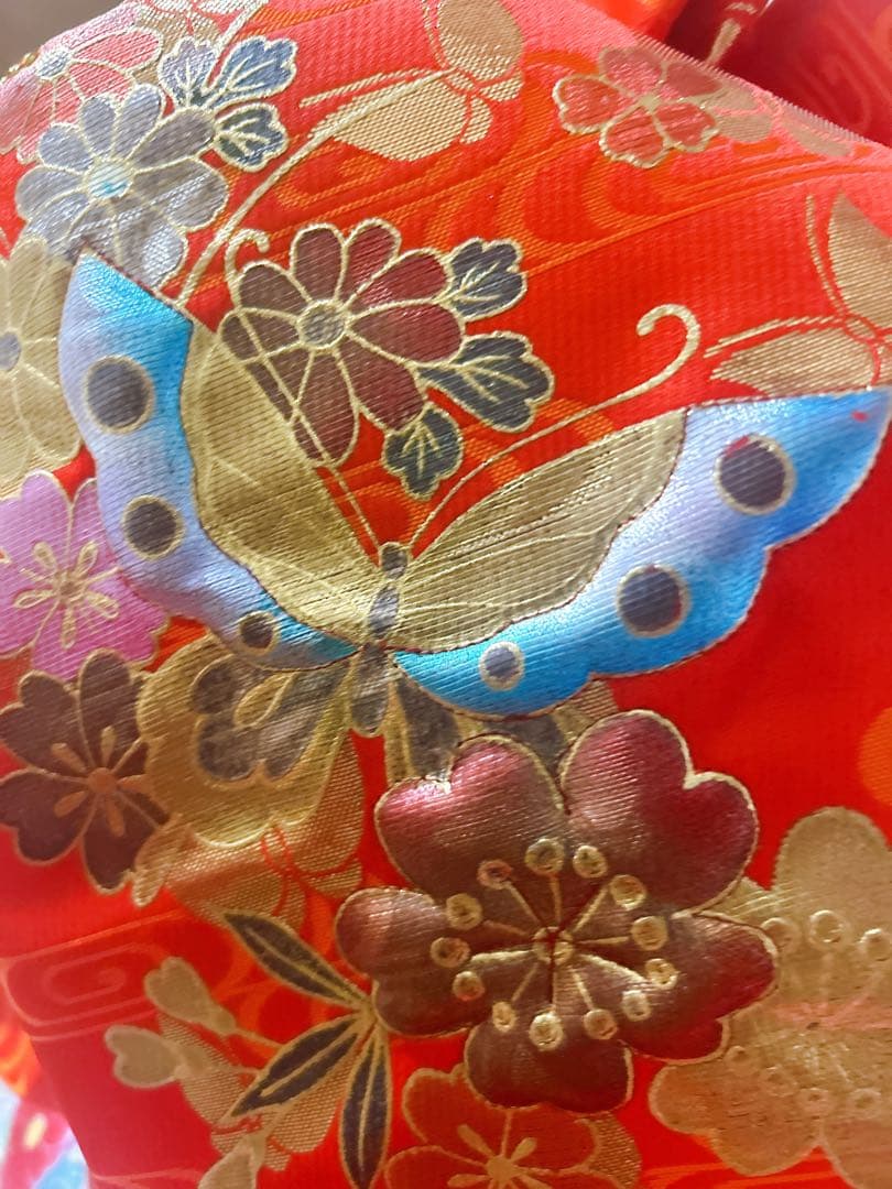 白系総柄♡七五三　7歳　女の子　フルセット　一式　赤