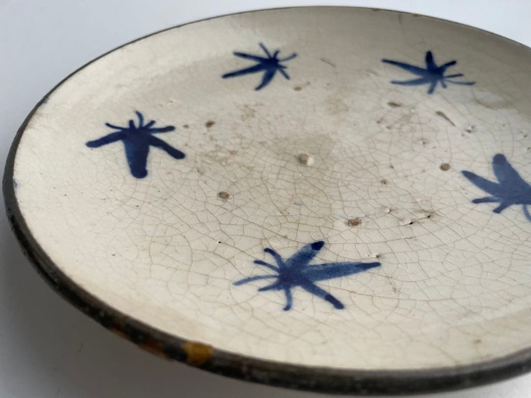 骨董　アンティーク　瀬戸　七寸皿　絵瀬戸　紅葉文様　石皿