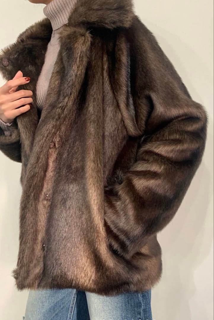 EMODA ミディフェイクファーコート　ブラウン