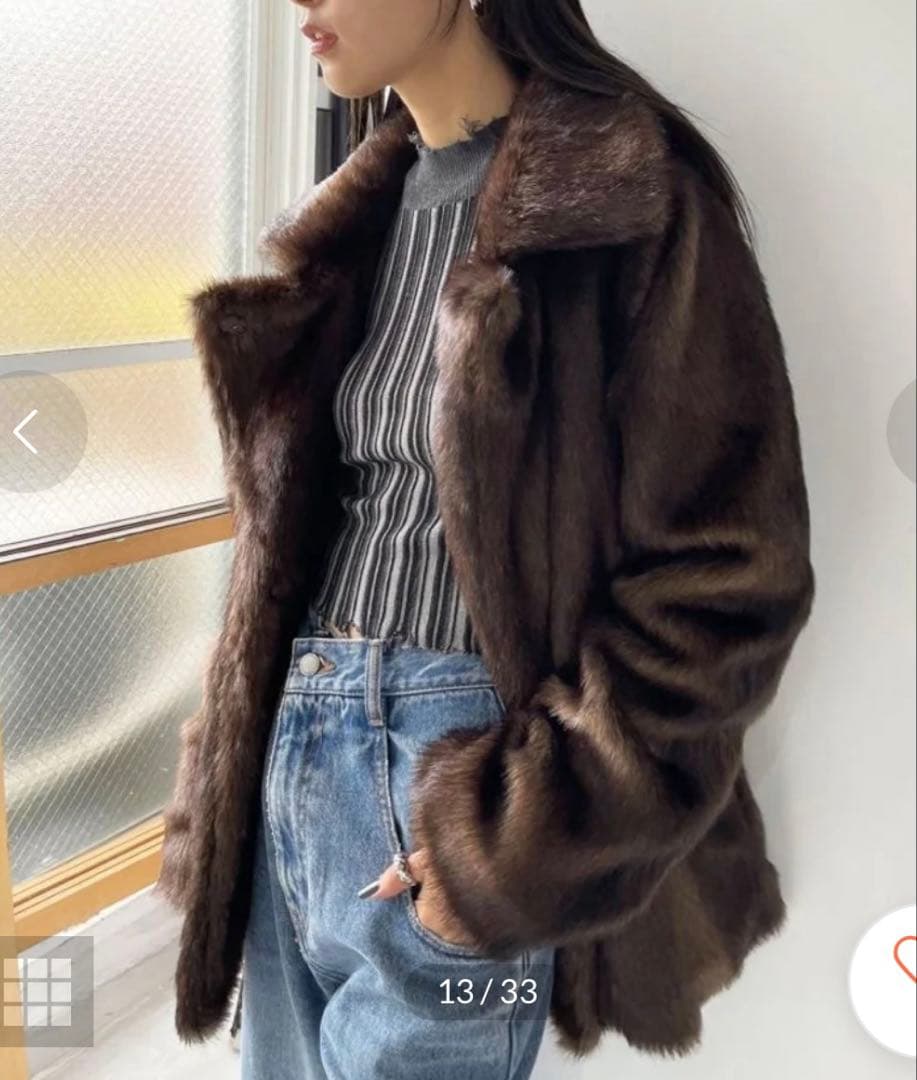 EMODA ミディフェイクファーコート　ブラウン