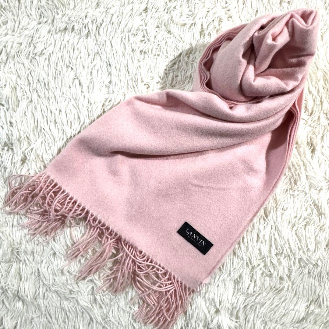 美品✨LANVIN カシミヤ100% ピンク マフラー ストール　大判
