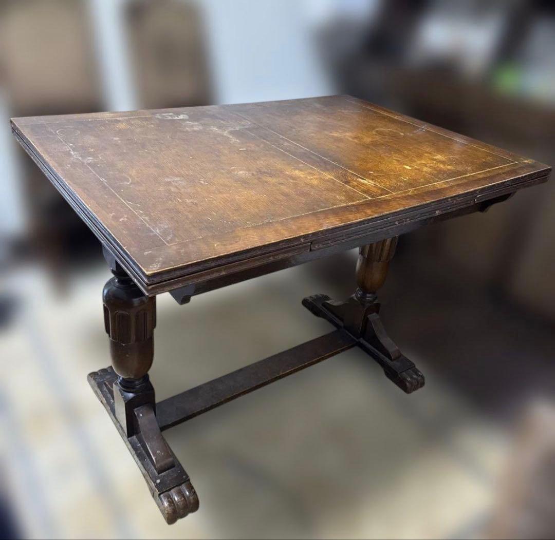 専用　英国アンティーク オーク バルボスレッグ ドローリーフテーブル 店舗什器