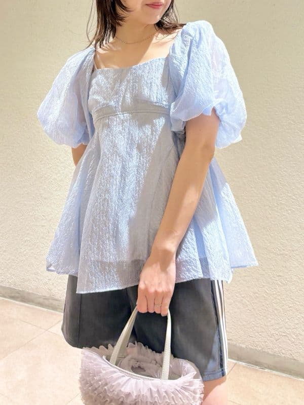 リリーブラウン☆ブラック パフスリーブ チュニック 半袖