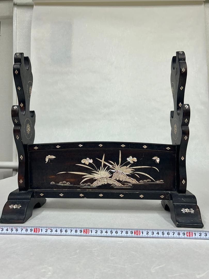 刀掛け 螺鈿　武具　三本掛け　日本刀