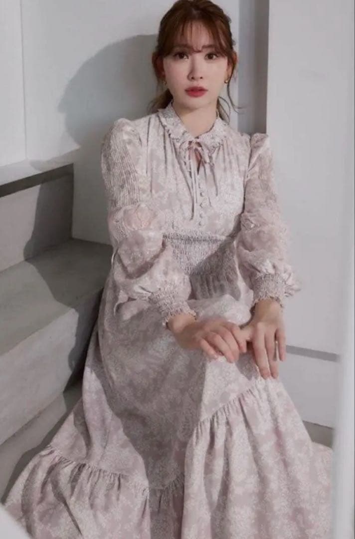 ワンピース Winter Floral Long-sleeve Dress S