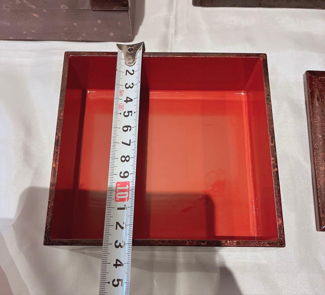 アンティーク品(明治)4段 若狭塗り ミニお重＆木箱のset