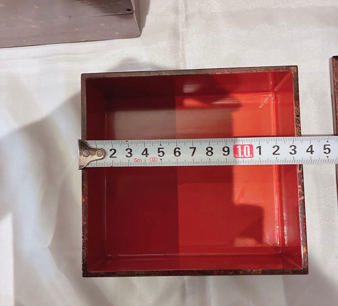 アンティーク品(明治)4段 若狭塗り ミニお重＆木箱のset