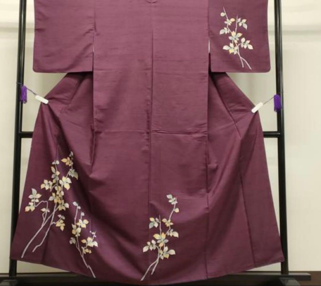 着物リメイク訪問着　枝花文　正絹から作務衣　長身の方でも股下75センチまで可能