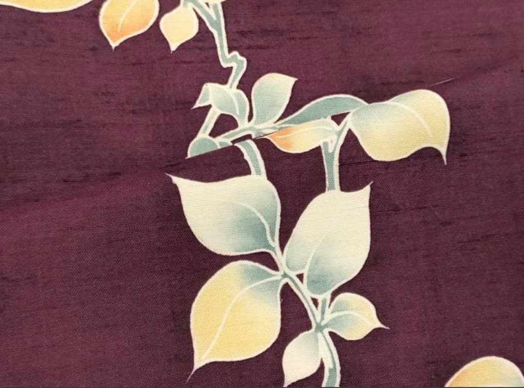 着物リメイク訪問着　枝花文　正絹から作務衣　長身の方でも股下75センチまで可能