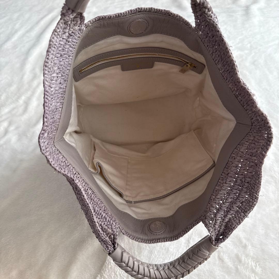 ヘレンカミンスキー ラフィア バッグ グレー パープル