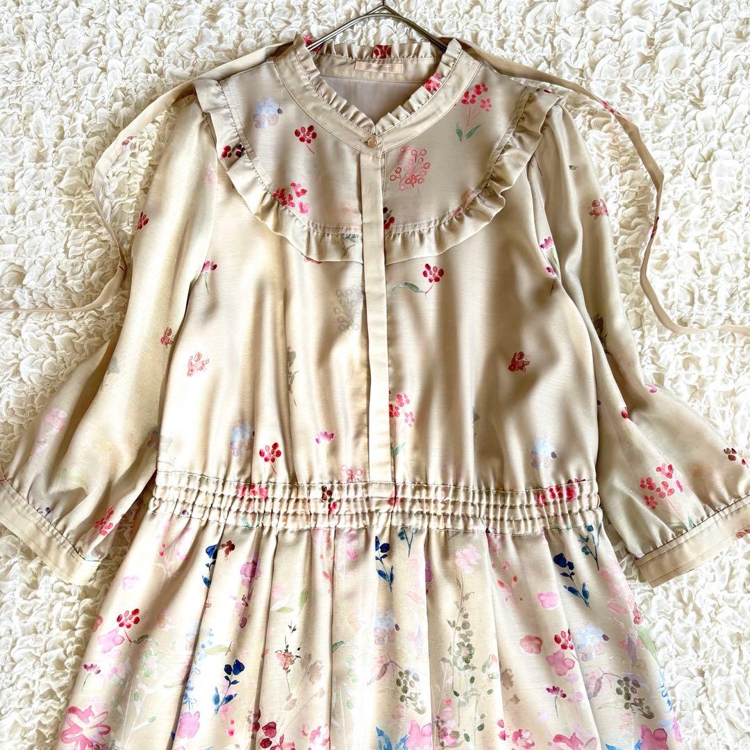 未使用級✨ローズティアラ吹き上げフラワープリントロングワンピース　3XL