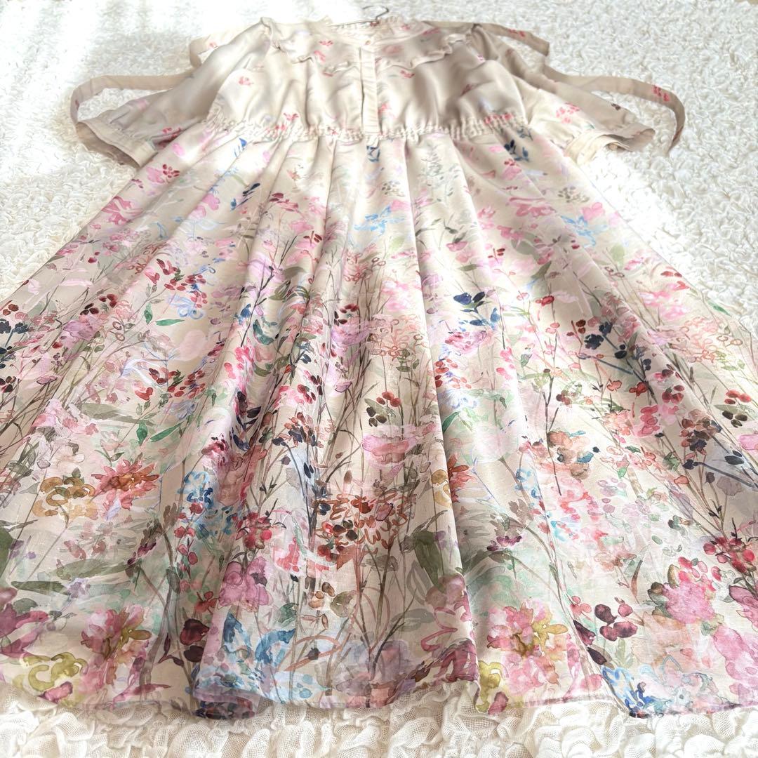 未使用級✨ローズティアラ吹き上げフラワープリントロングワンピース　3XL