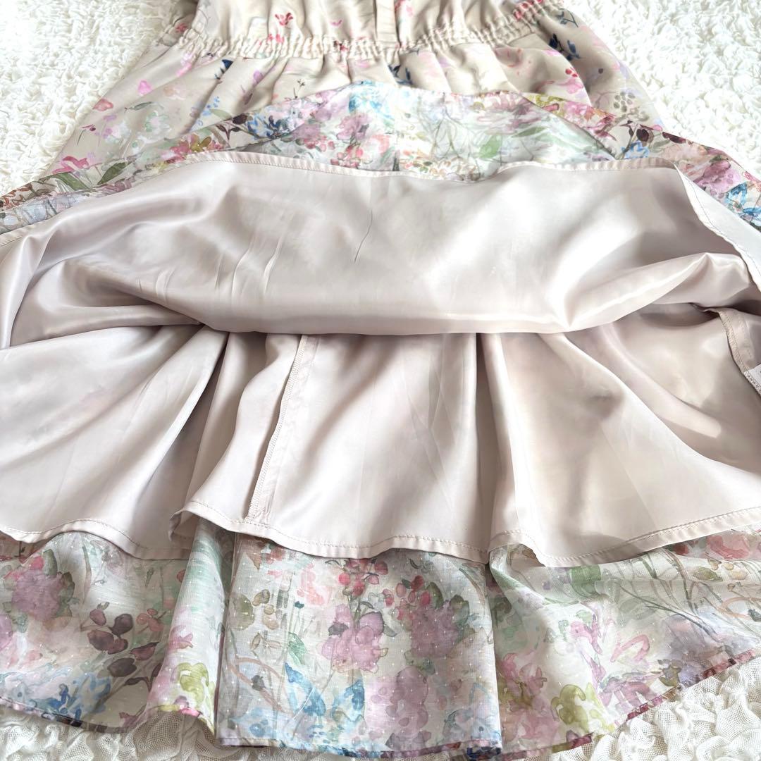 未使用級✨ローズティアラ吹き上げフラワープリントロングワンピース　3XL