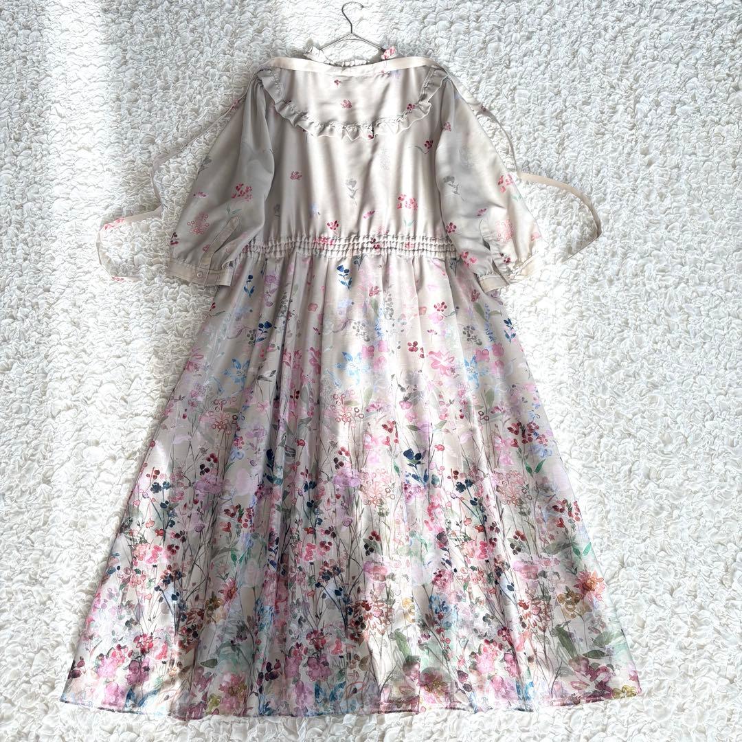 未使用級✨ローズティアラ吹き上げフラワープリントロングワンピース　3XL